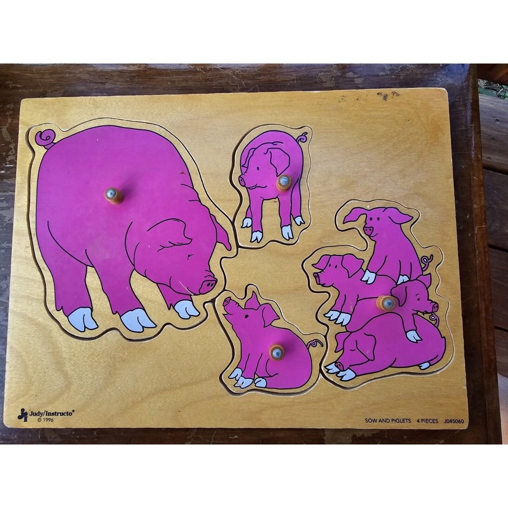 Judy Instructo Wooden Puzzles Sow & Piglets Farm‎ Animals Educational Children